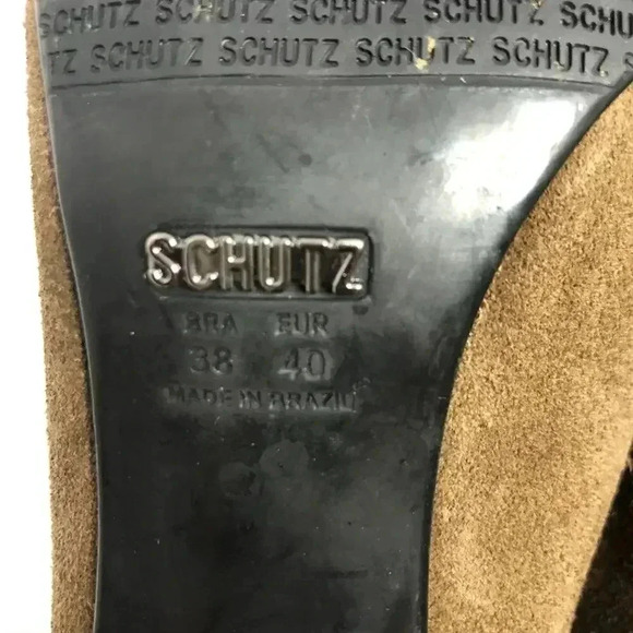 Schutz Brown Suede Heeled Foldover Heeled Booties Ankle Boots Women's Size 9 - Picture 10 of 10